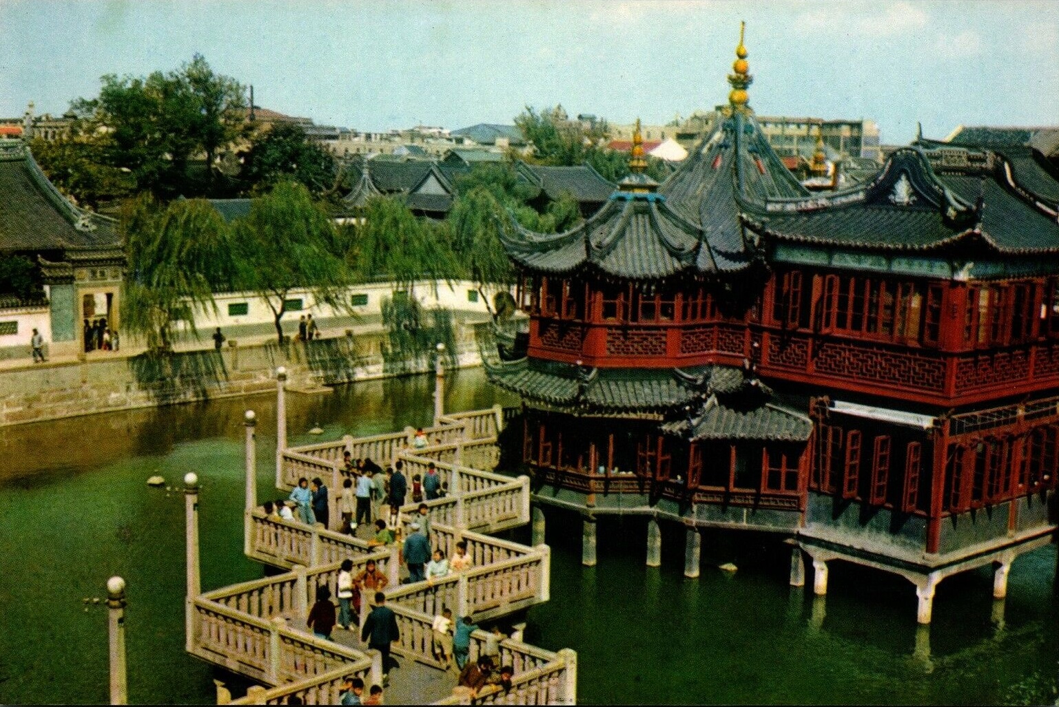 Nine Turn Bridge Yuyuan Garden Shanghai Postcard
